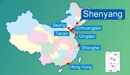 Shenyang's location in China
